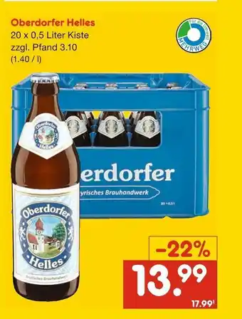 Netto Getränke Discount Oberdorfer Helles 20 x 0,5 Liter Angebot