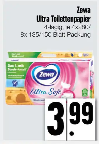 Edeka Xpress Zewa Ultra Toilettenpapier 4-lagig, je 4x280/ 8x 135/150 Blatt Packung Angebot