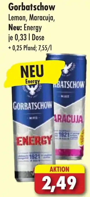 Lösch Depot Gorbatschow Lemon, Maracuja, Neu: Energy je 0,33 L Angebot