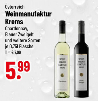 trinkgut Weinmanufaktur Krems Chardonnay, Blauer Zweigelt und weitere Sorten je 0,75L Angebot