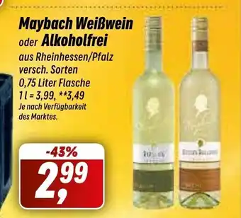 Simmel Maybach Weißwein oder Alkoholfrei  750ml Angebot