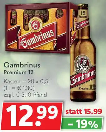 Getränkeland Gambrinus Premium 12 Kasten 20 x 0,5 L Angebot