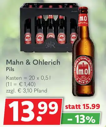 Getränkeland Mahn & Ohlerich Pils 20x0,5 L Kasten Angebot