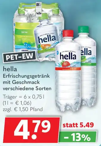 Getränkeland hella Erfrischungsgetränk mit Geschmack 6x0,75 L Angebot