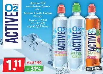 Getränkeland Active 02 oder Active Fresh Eistee Pfirsich 0,75 L Flasche Angebot