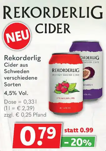 Getränkeland Rekorderlig Cider aus Schweden 0,33 L Dose Angebot