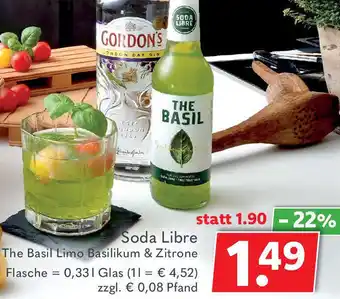 Getränkeland Soda Libre The Basil Limo Basilikum & Zitrone 0,33 L Glas Angebot