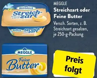 Aldi Süd MEGGLE Streichzart oder Feine Butter 250 g Packung Angebot