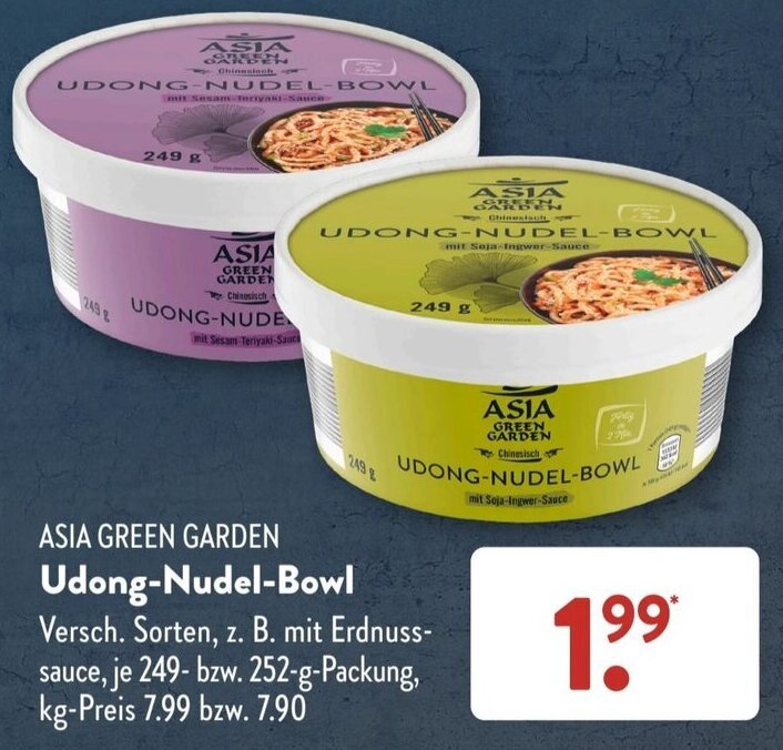 ASIA GREEN GARDEN UdongNudelBowl 249252 g Packung Angebot bei Aldi Süd