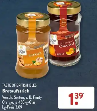 Aldi Süd TASTE OF BRITISH ISLES Brotaufstrich 450 g Glas Angebot