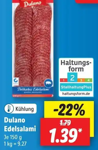 Lidl Dulano Edelsalami 150 g Angebot