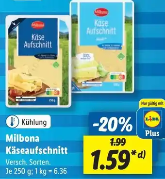 Lidl Milbona Käseaufschnitt 250 g Angebot