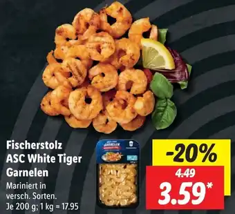 Lidl Fischerstolz ASC White Tiger Garnelen 200 g Angebot