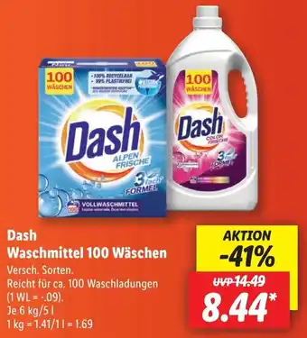 Lidl Dash Waschmittel 100 Wäschen 6 kg/5 L Angebot