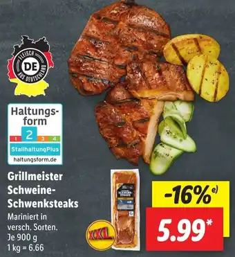 Lidl Grillmeister Schweine Schwenksteaks 900 g Angebot