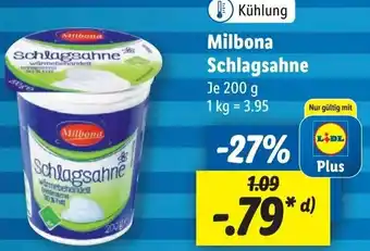 Lidl Milbona Schlagsahne 200 g Angebot