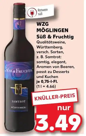 Kaufland WZG MÖGLINGEN Süß & Fruchtig 0,75 L-Fl. Angebot