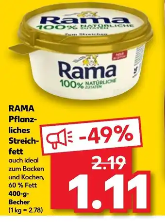 Kaufland RAMA Pflanzliches Streichfett 400-g-Becher Angebot