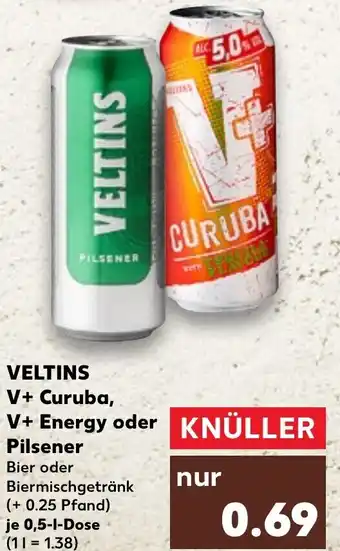 Kaufland VELTINS V+ Curuba, V+ Energy oder Pilsener 0,5 L Dose Angebot