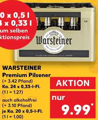 Kaufland WARSTEINER Premium Pilsener Ka. 24x0,33 L/20x0,5 L-Fl. Angebot