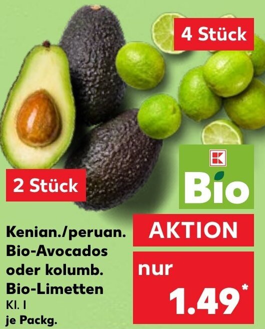 Kenian./peruan. BioAvocados oder kolumb. BioLimetten Angebot bei Kaufland
