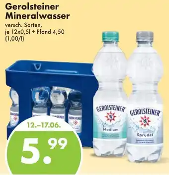 Trink und Spare Gerolsteiner Mineralwasser 12x0,5 L Angebot