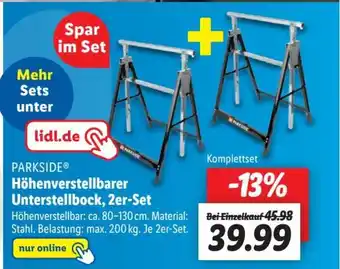 Lidl PARKSIDEⓇ Höhenverstellbarer Unterstellbock, 2er-Set Angebot