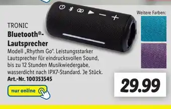 Lidl TRONIC Bluetooth-Lautsprecher Modell ,,Rhythm Go" Angebot