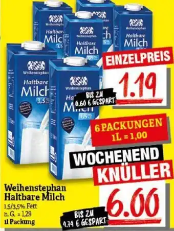 NP Discount Weihenstephan Haltbare Milch 1 L Packung Angebot