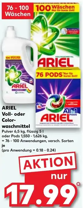 Kaufland ARIEL Voll oder Colorwaschmittel Angebot