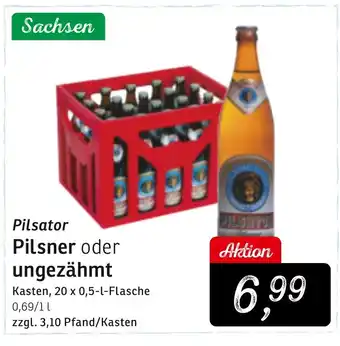 KONSUM Pilsator Pilsner oder ungezähmt Kasten, 20 x 0,5-l-Flasche Angebot