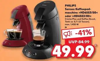 Kaufland PHILIPS Senseo Kaffeepadmaschine »HD6553/50< oder HD6553/80 Angebot