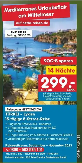 Netto Marken-Discount TÜRKEI - Lykien 15-tägige 5-Sterne-Reise Angebot