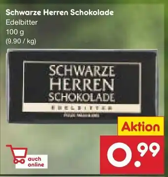 Netto Marken-Discount Schwarze Herren Schokolade Edelbitter 100g Angebot
