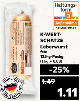 Kaufland K-WERTSCHÄTZE Leberwurst 125 g Packg. Angebot