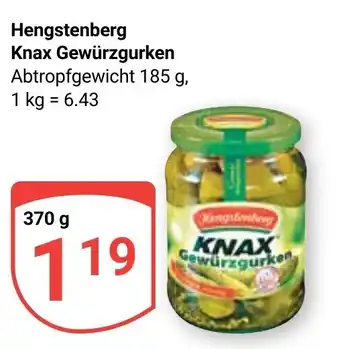 Globus Hengstenberg Knax Gewürzgurken je 370 g Angebot