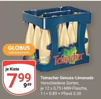 Globus Teinacher Genuss-Limonade je 12 x 0,75 I-MW-Flasche Angebot