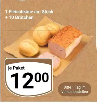 Globus 1 Fleischkäse am Stück + 10 Brötchen Angebot