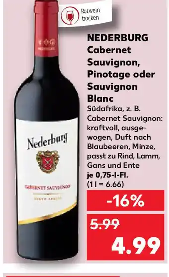 Kaufland NEDERBURG CABERNET Sauvignon, Pinotage oder Sauvignon Blanc je 0,75-l-Fl Angebot