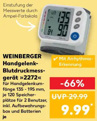 Kaufland WEINBERGER Handgelenk-Blutdruckmessgerät »>2272< Angebot