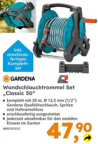 Globus Baumarkt GARDENA Wandschlauchtrommel Set ,,Classic 50" Angebot