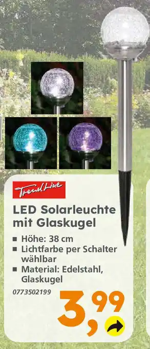 Globus Baumarkt TrendLine LED Solarleuchte mit Glaskugel Angebot