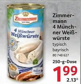 Selgros Zimmermann 4 Münchner Weißwürste Angebot