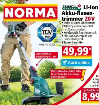 Norma PowerTec Garden Li-Ion Akku Rasentrimmer 20V Angebot