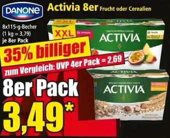 Norma DANONE Activia 8er Frucht oder Cerealien 8x115-g-Becher Angebot