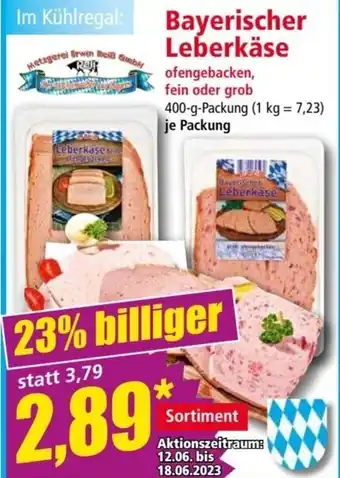 Norma Bayerischer Leberkäse 400 g Packung Angebot