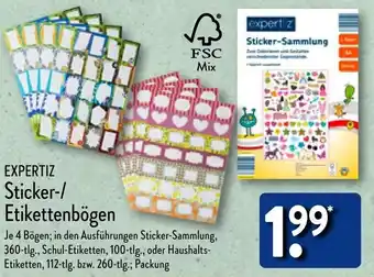 Aldi Nord EXPERTIZ Sticker-/ Etikettenbögen Angebot