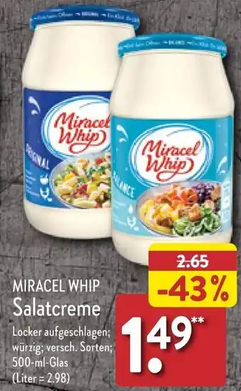 Aldi Nord MIRACEL WHIP Salatcreme 500 ml Glas Angebot