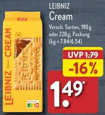 Aldi Nord LEIBNIZ Cream 190 g oder 228 g Angebot