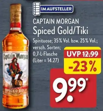 Aldi Nord CAPTAIN MORGAN Spiced Gold/Tiki 0,7 L Flasche Angebot